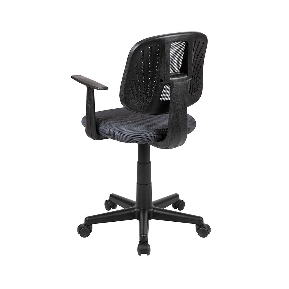 Flash Fundamentals Mid-Back Gray Mesh Swivel Task Office Chair with Pivot Back and Arms, BIFMA Certified