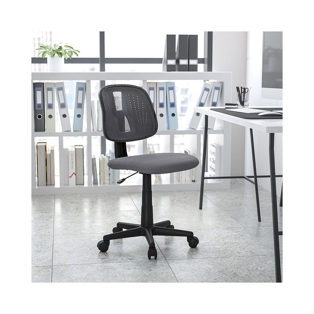 Flash Fundamentals Mid-Back Gray Mesh Swivel Task Office Chair with Pivot Back, BIFMA Certified