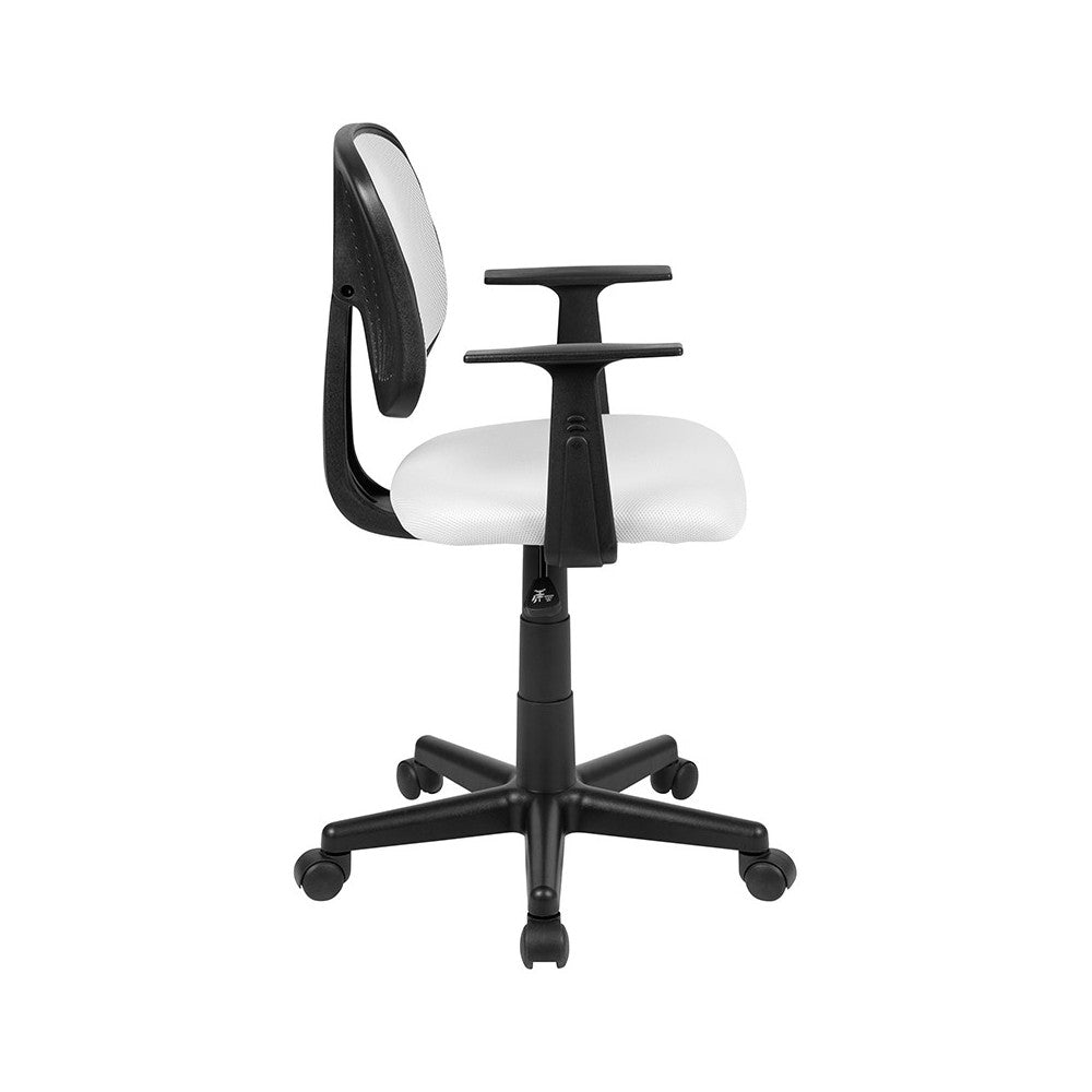 Flash Fundamentals Mid-Back White Mesh Swivel Task Office Chair with Pivot Back and Arms, BIFMA Certified