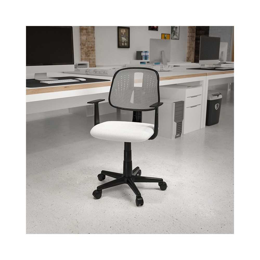 Flash Fundamentals Mid-Back White Mesh Swivel Task Office Chair with Pivot Back and Arms, BIFMA Certified