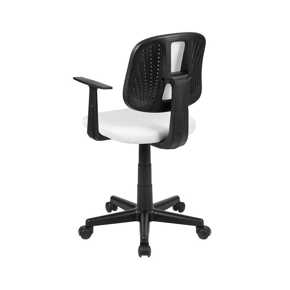 Flash Fundamentals Mid-Back White Mesh Swivel Task Office Chair with Pivot Back and Arms, BIFMA Certified