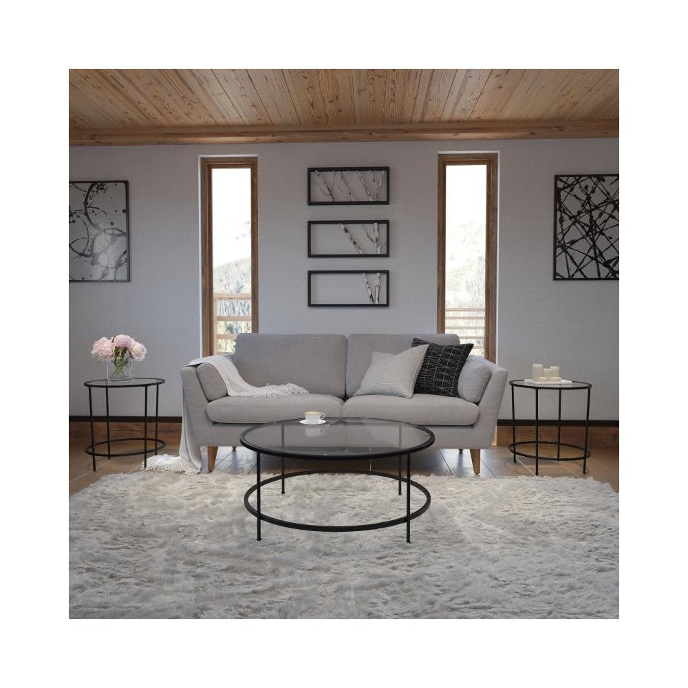 Flash Furniture 3 Piece Glass Coffee Table Set NAN-CEK-21750-BK-GG