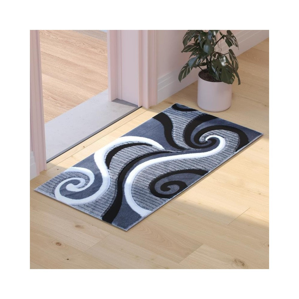 Flash Furniture Athos Collection 2x3 Gray Abstract Rug KP-RG952-23-GY-GG