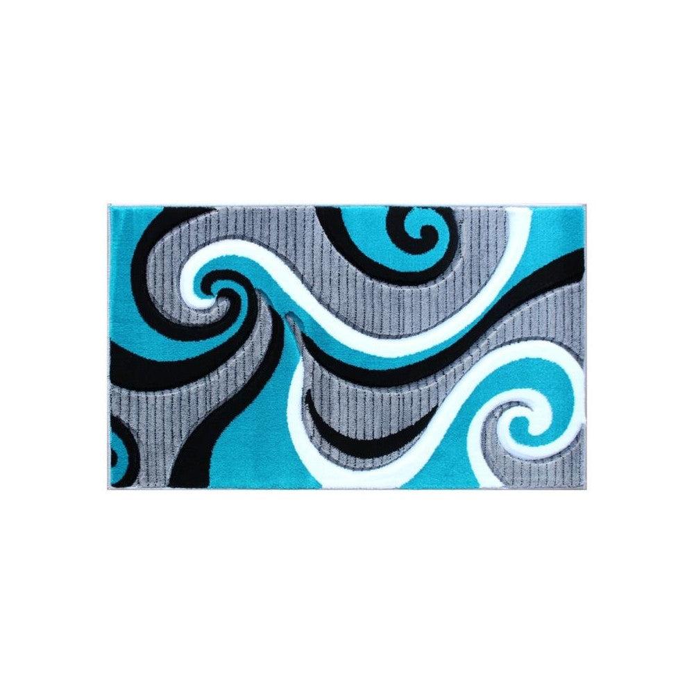Flash Furniture Athos Collection 2x3 Turquoise Abstract Rug KP-RG952-23-TQ-GG