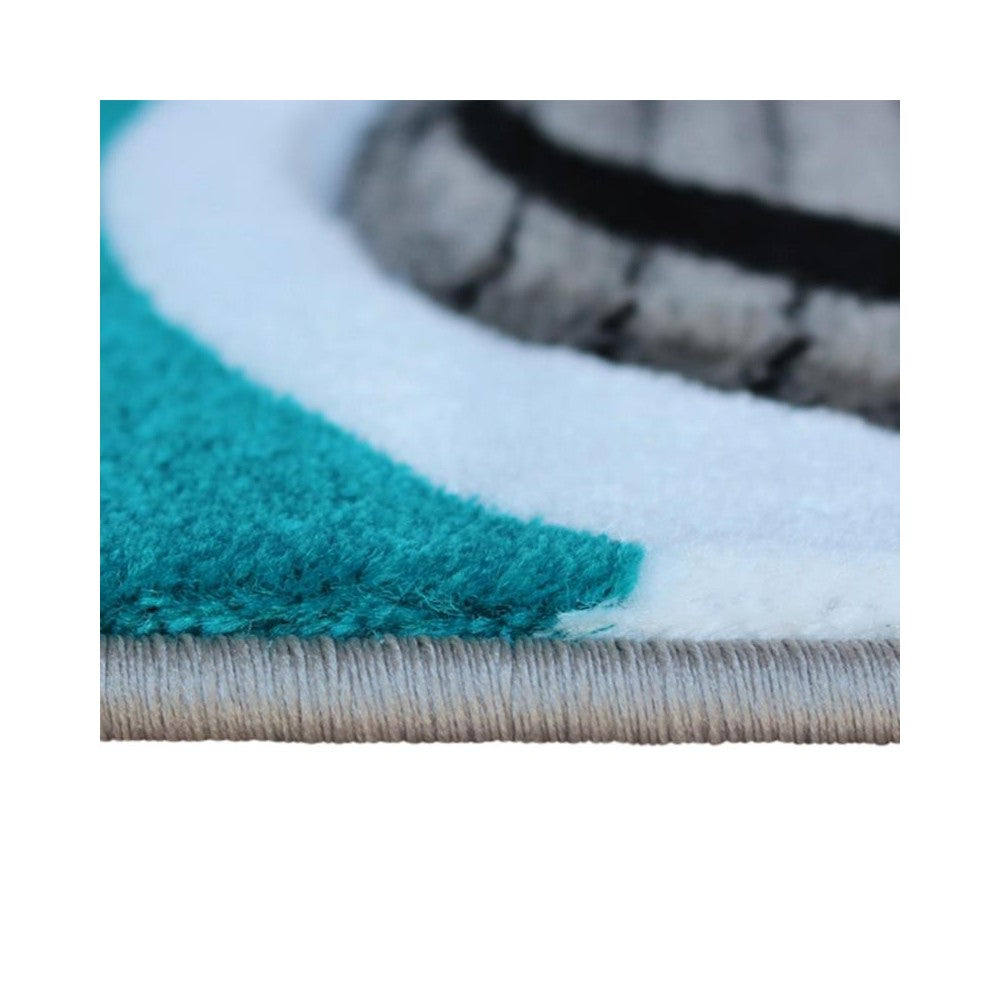 Flash Furniture Athos Collection 3x16 Turquoise Abstract Rug KP-RG952-316-TQ-GG