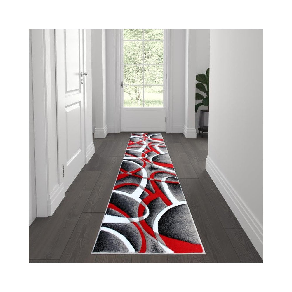 Flash Furniture Atlan Collection 2x7 Red Abstract Rug KP-RG951-27-RD-GG