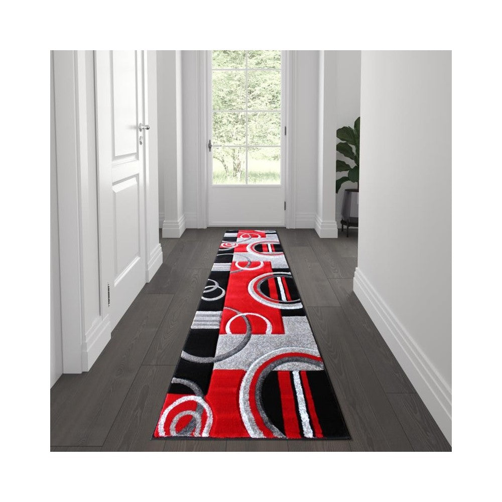 Flash Furniture Audra Collection 2x7 Red Geometric Rug KP-RG953-27-RD-GG