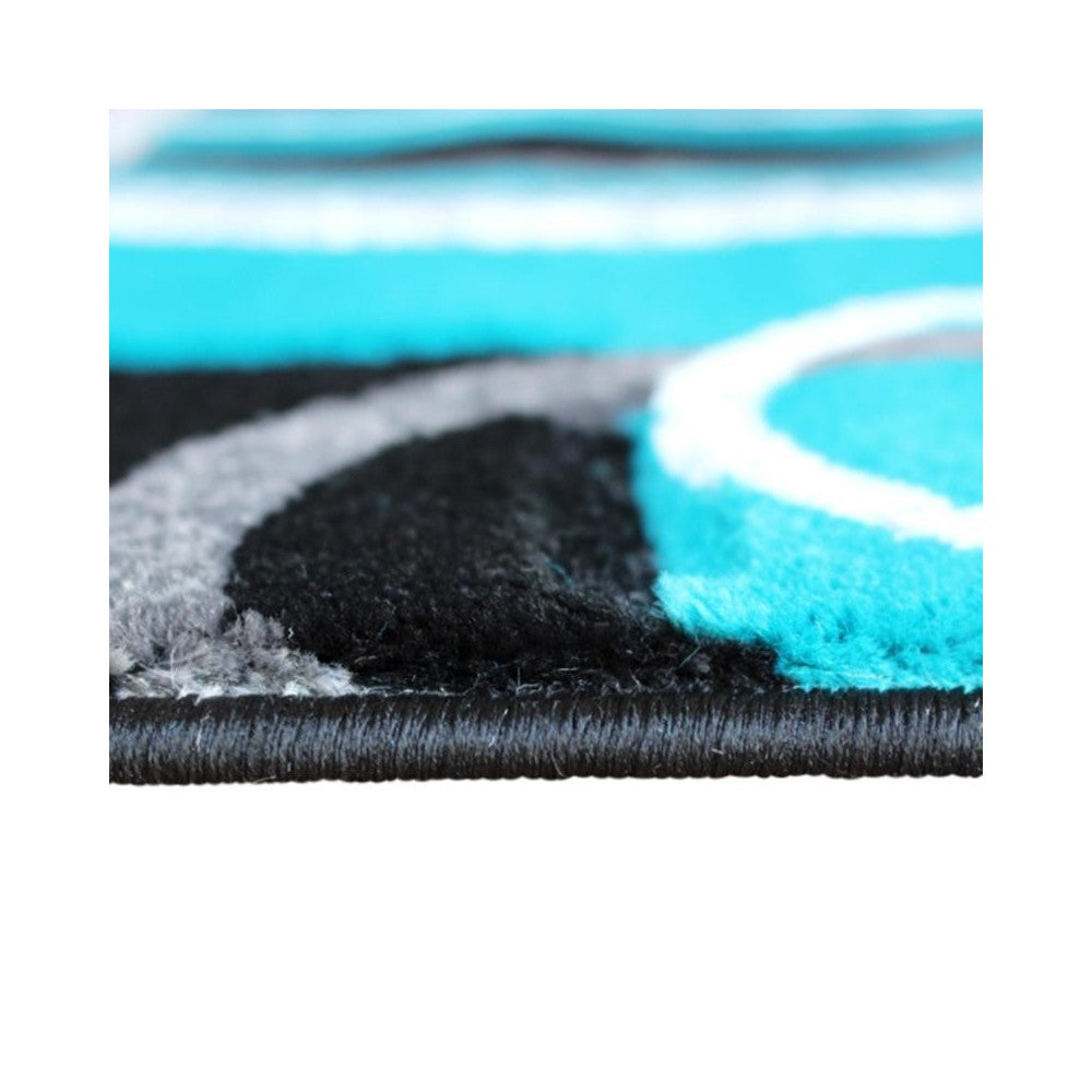 Flash Furniture Audra Collection 2x7 Turquoise Geometric Rug KP-RG953-27-TQ-GG