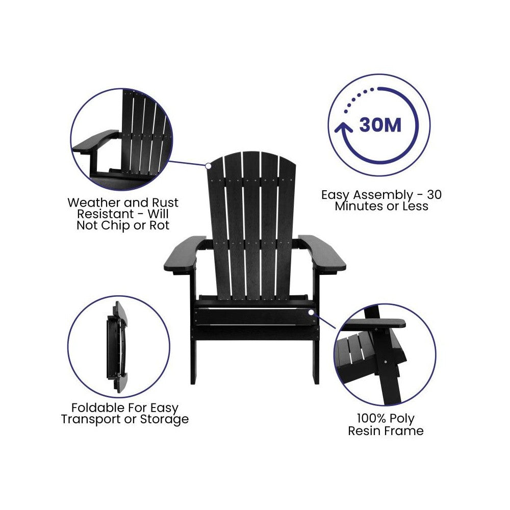 Flash Furniture Black Table and 2 Chair Set JJ-C14505-2-T14001-BLK-GG