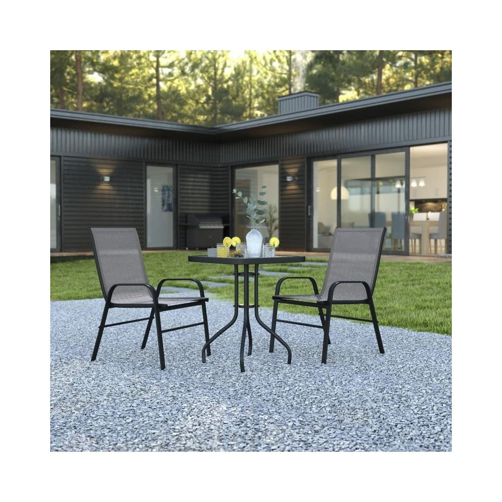 Flash Furniture Brazos 23.5" Round Gray Patio Set TLH-073A1303C-GY-GG