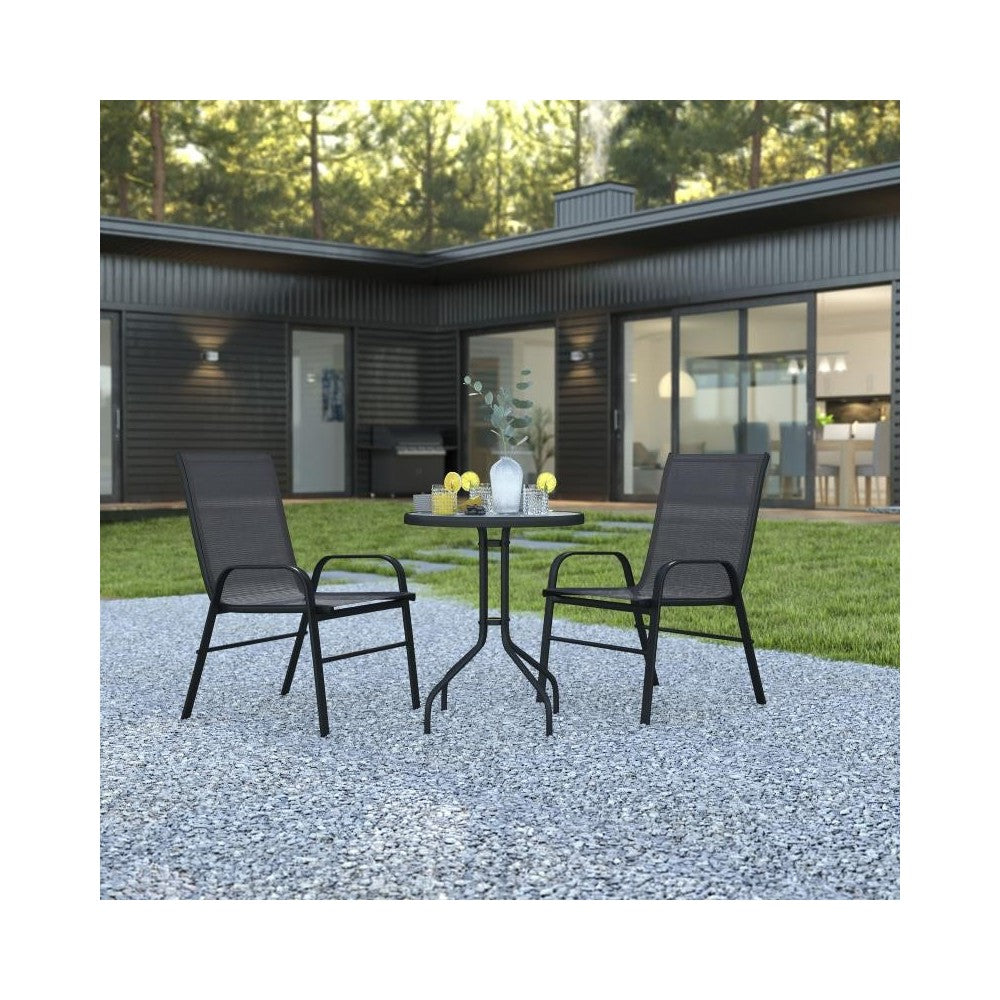 Flash Furniture Brazos 23.75" Round Black Patio Set TLH-0701303C-GG