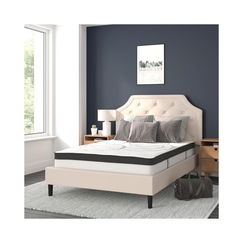Flash Furniture Brighton Full Platform Bed Set-Beige SL-BM10-2-GG