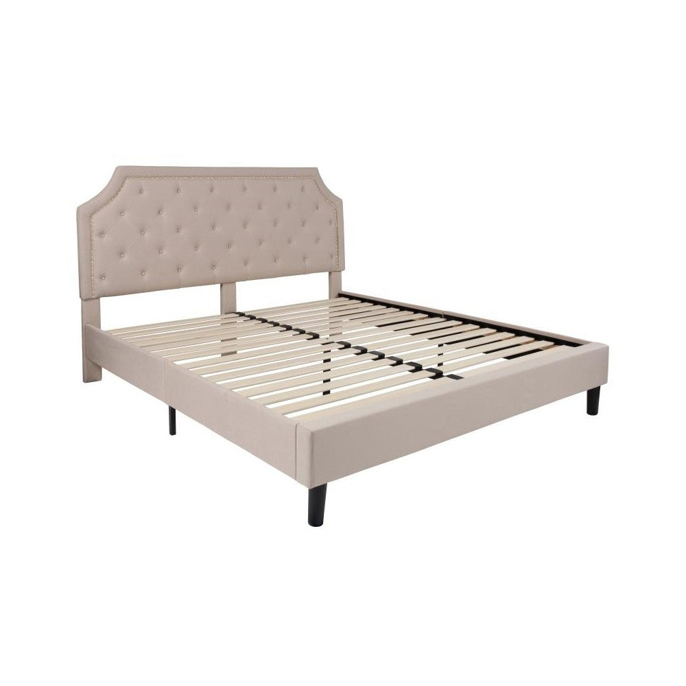 Flash Furniture Brighton King Platform Bed Set-Beige SL-BM10-4-GG