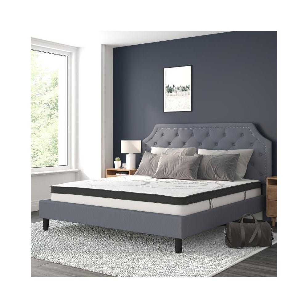 Flash Furniture Brighton King Platform Bed Set-Gray SL-BM10-12-GG