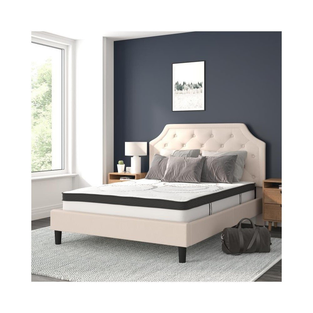 Flash Furniture Brighton Queen Platform Bed Set-Beige SL-BM10-3-GG