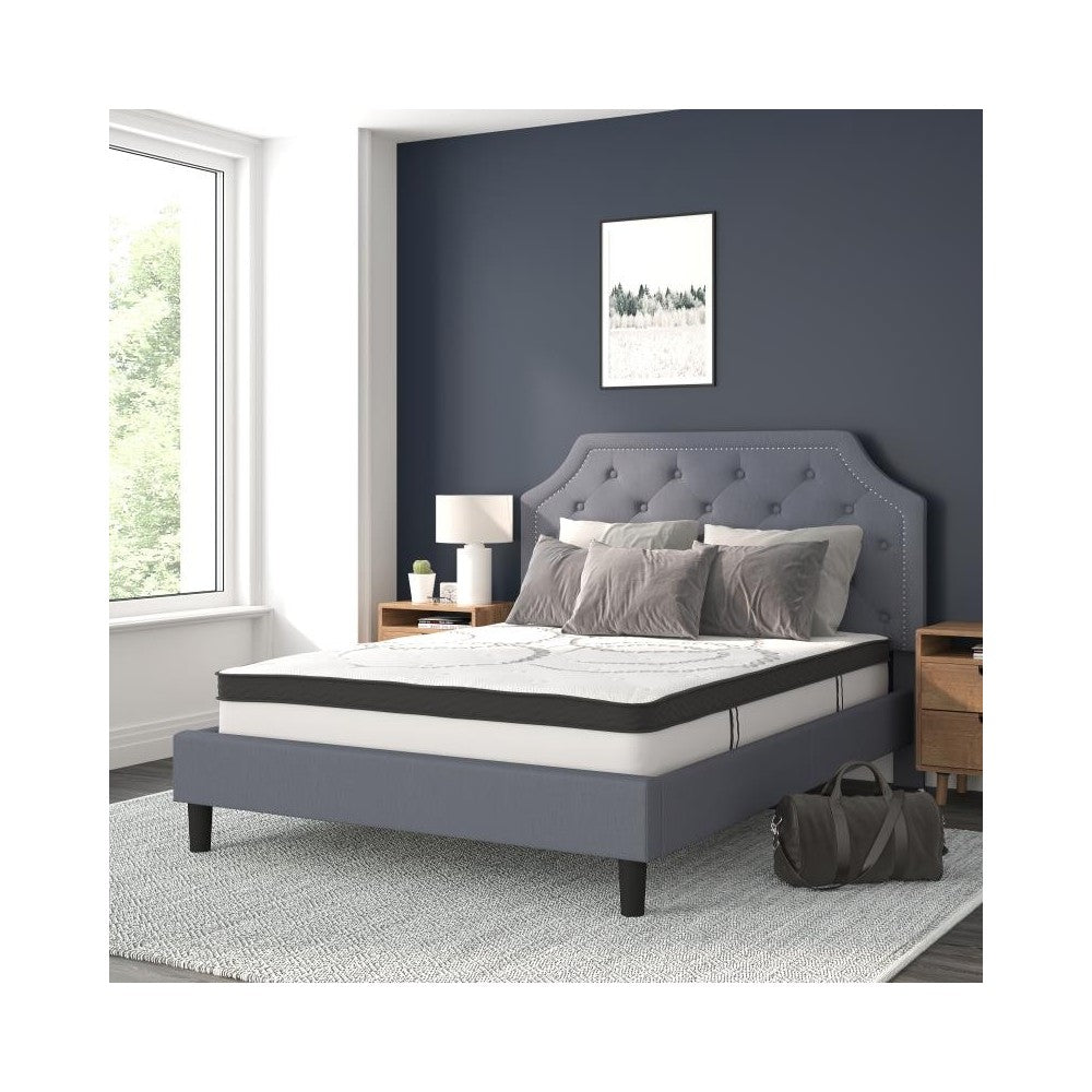 Flash Furniture Brighton Queen Platform Bed Set-Gray SL-BM10-11-GG