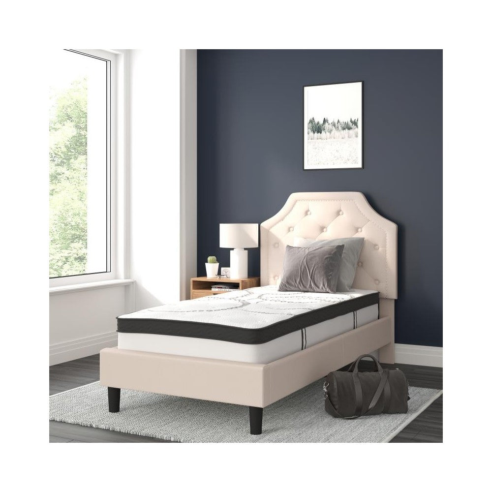 Flash Furniture Brighton Twin Platform Bed Set-Beige SL-BM10-1-GG