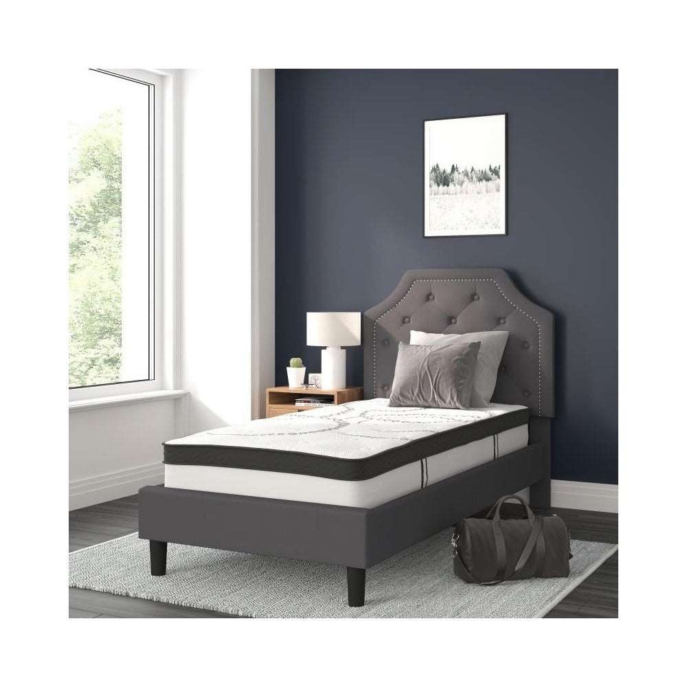 Flash Furniture Brighton Twin Platform Bed Set-Gray SL-BM10-13-GG