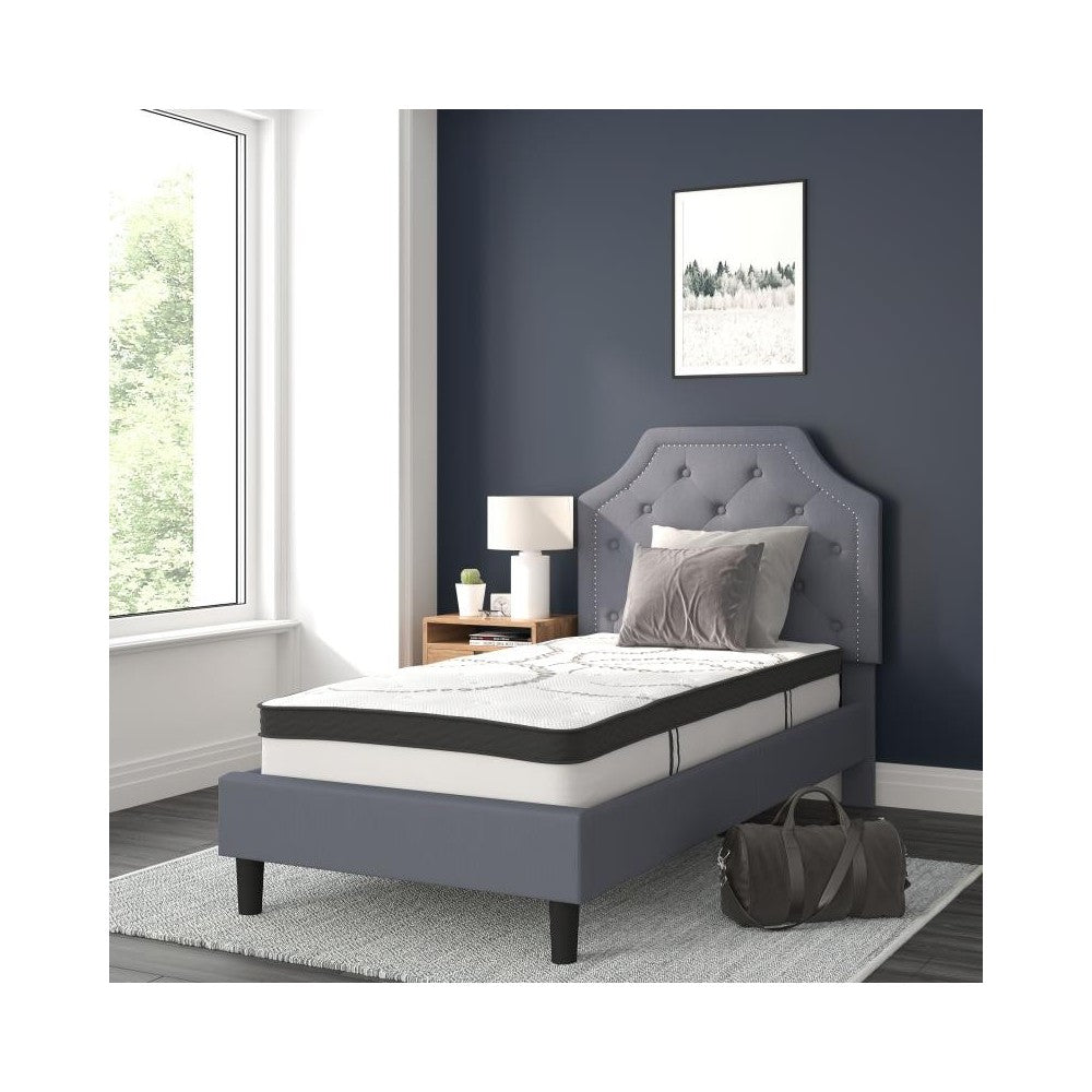 Flash Furniture Brighton Twin Platform Bed Set-Gray SL-BM10-9-GG
