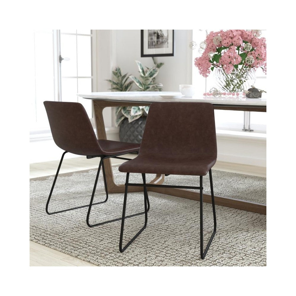 Flash Furniture Butler 2Pk 18" Dk Brown Dining Chair ET-ER18345-18-DB-BK-GG