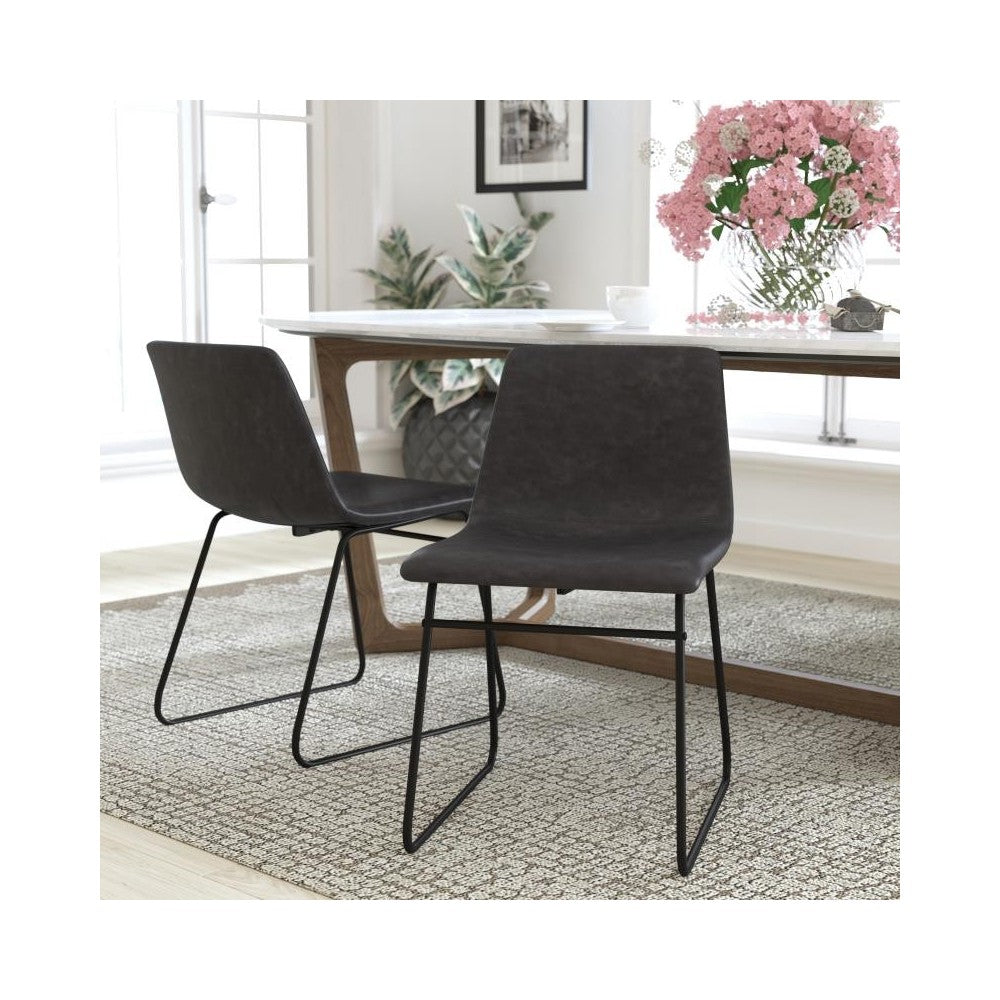 Flash Furniture Butler 2Pk 18" Dk Gray Dining Chair ET-ER18345-18-GY-BK-GG