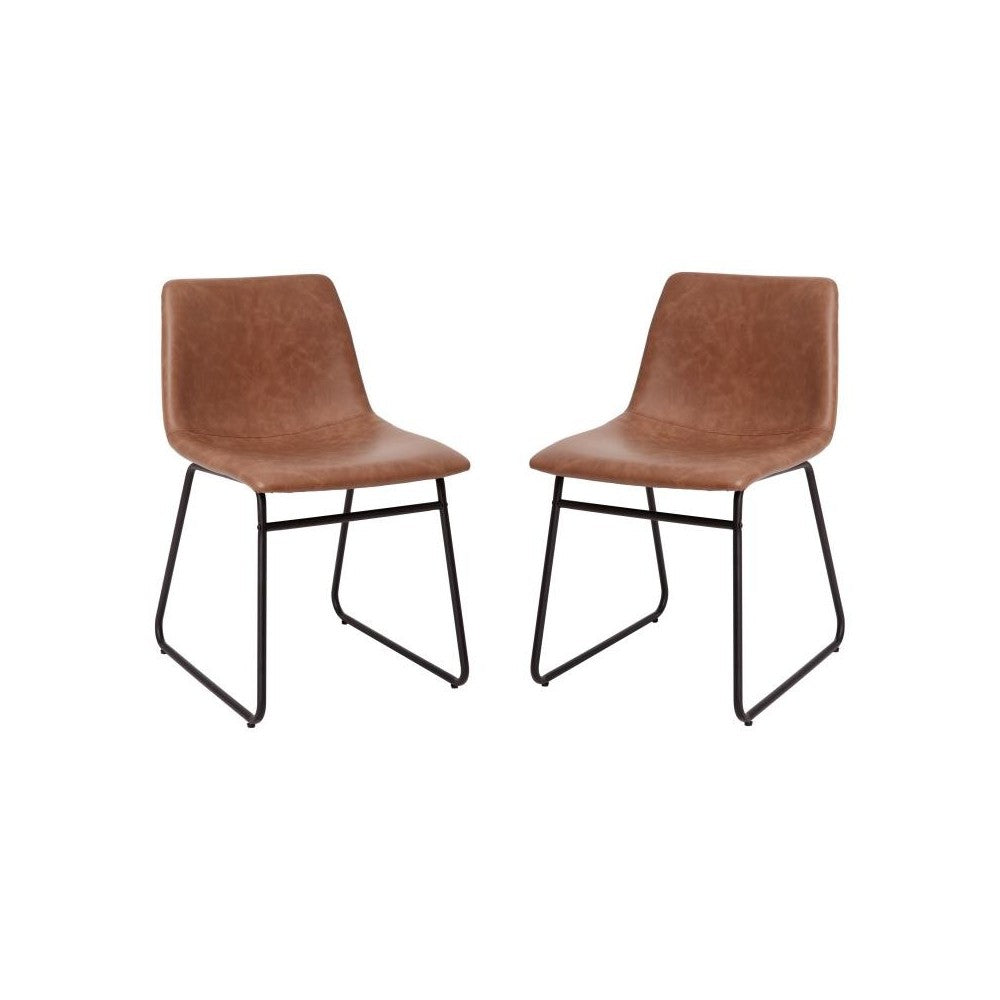 Flash Furniture Butler 2Pk 18" Lt Brown Dining Chair ET-ER18345-18-LB-BK-GG