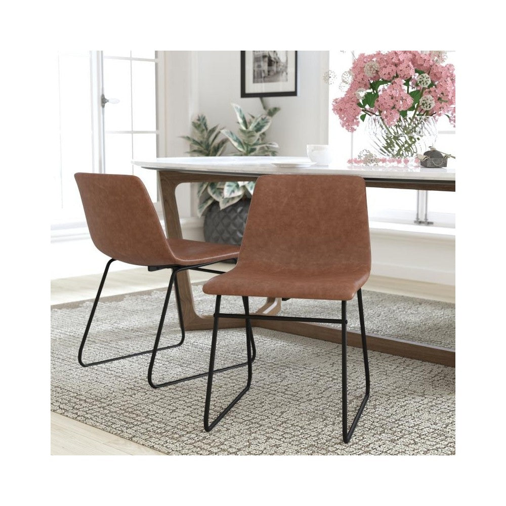 Flash Furniture Butler 2Pk 18" Lt Brown Dining Chair ET-ER18345-18-LB-BK-GG