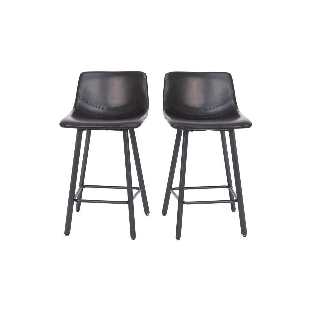 Flash Furniture Caleb 2PK 24" Black Leather Stools CH-212069-24-BK-GG