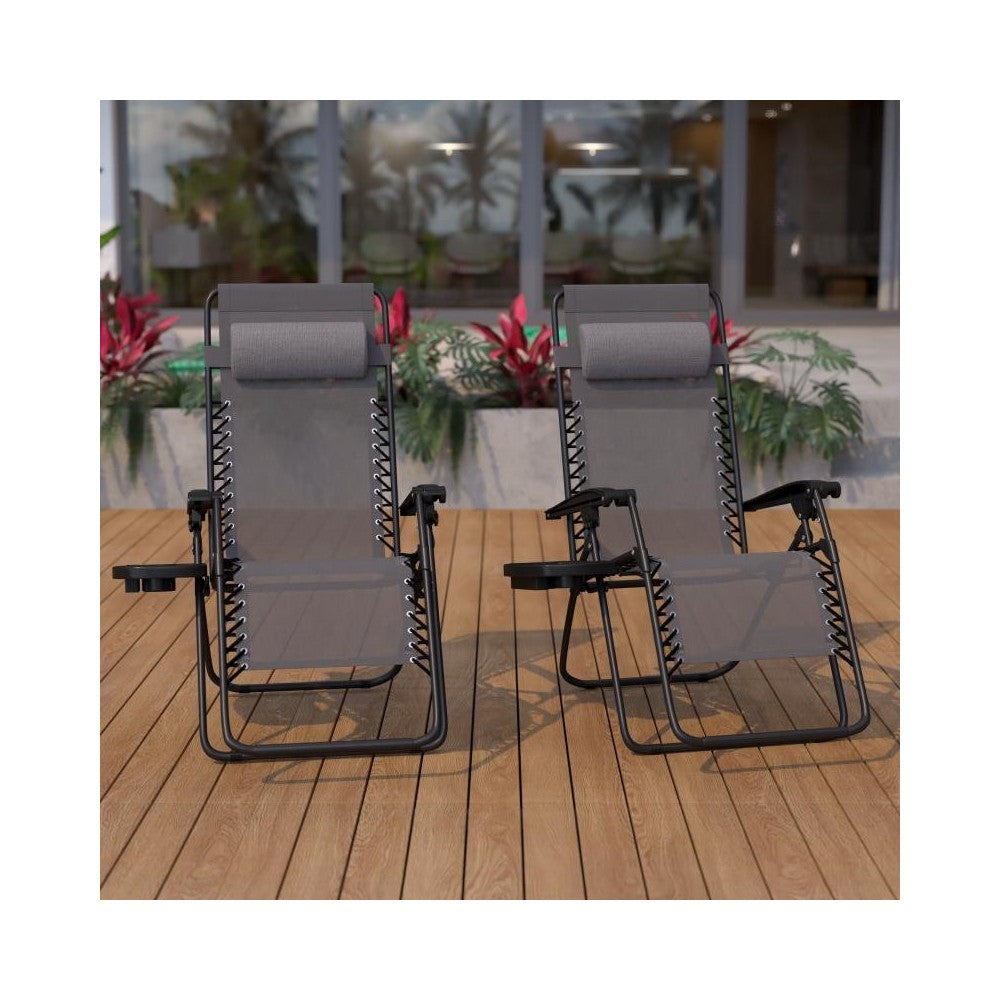 Flash Furniture Celestial Gray Zero Gravity Lounge Chair 2-GM-103122SS-GR-GG