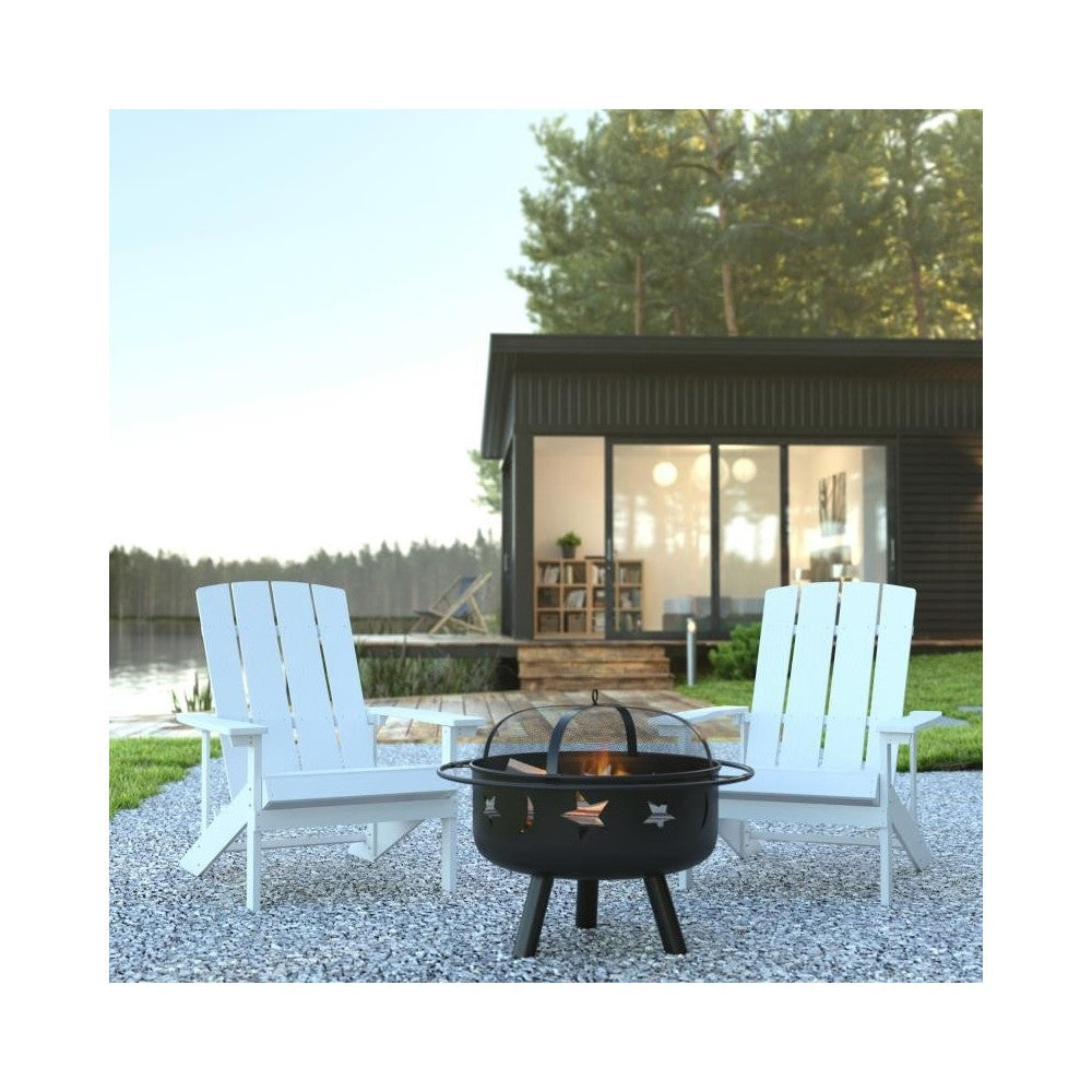 Flash Furniture Charlestown Adirondack Chair & Fire Pit JJ-C145012-32D-WH-GG
