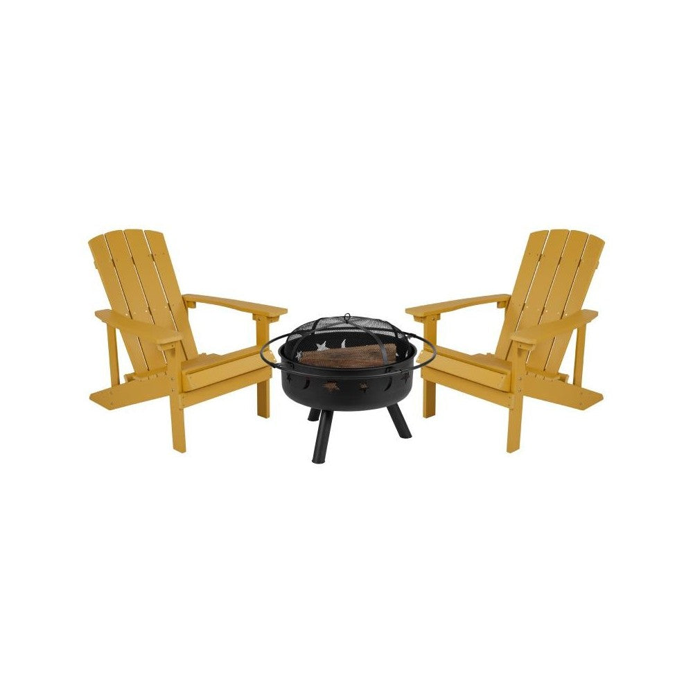 Flash Furniture Charlestown Adirondack Chair & Fire Pit JJ-C145012-32D-YLW-GG