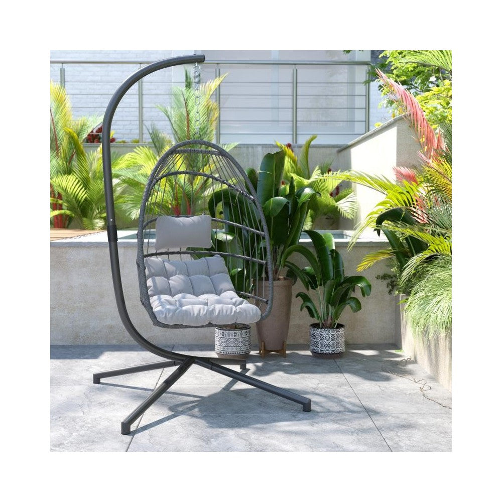 Flash Furniture Cleo Hanging Chair & Stand SDA-AD608001-GY-GG