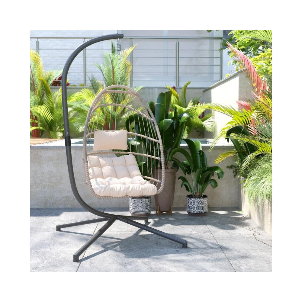 Flash Furniture Cleo Natural Hanging Chair & Stand SDA-AD608001-NAT-GG