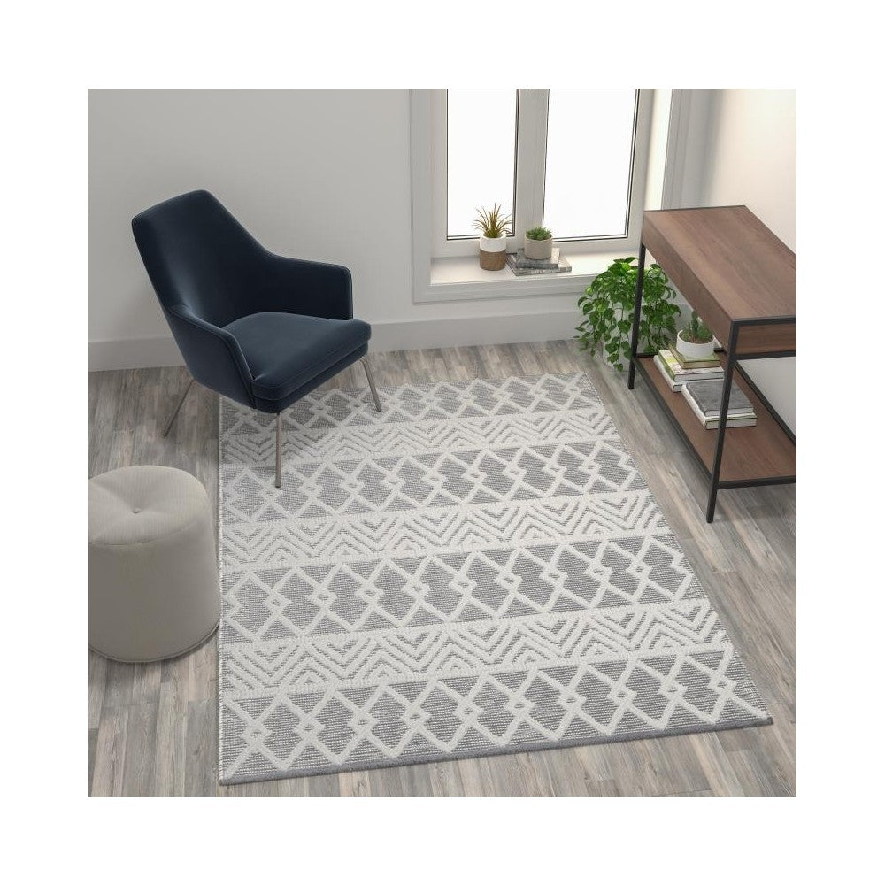 Flash Furniture Danna Gray/Ivory 5x7 Boho Area Rug CI-21-230-57-GY-GG