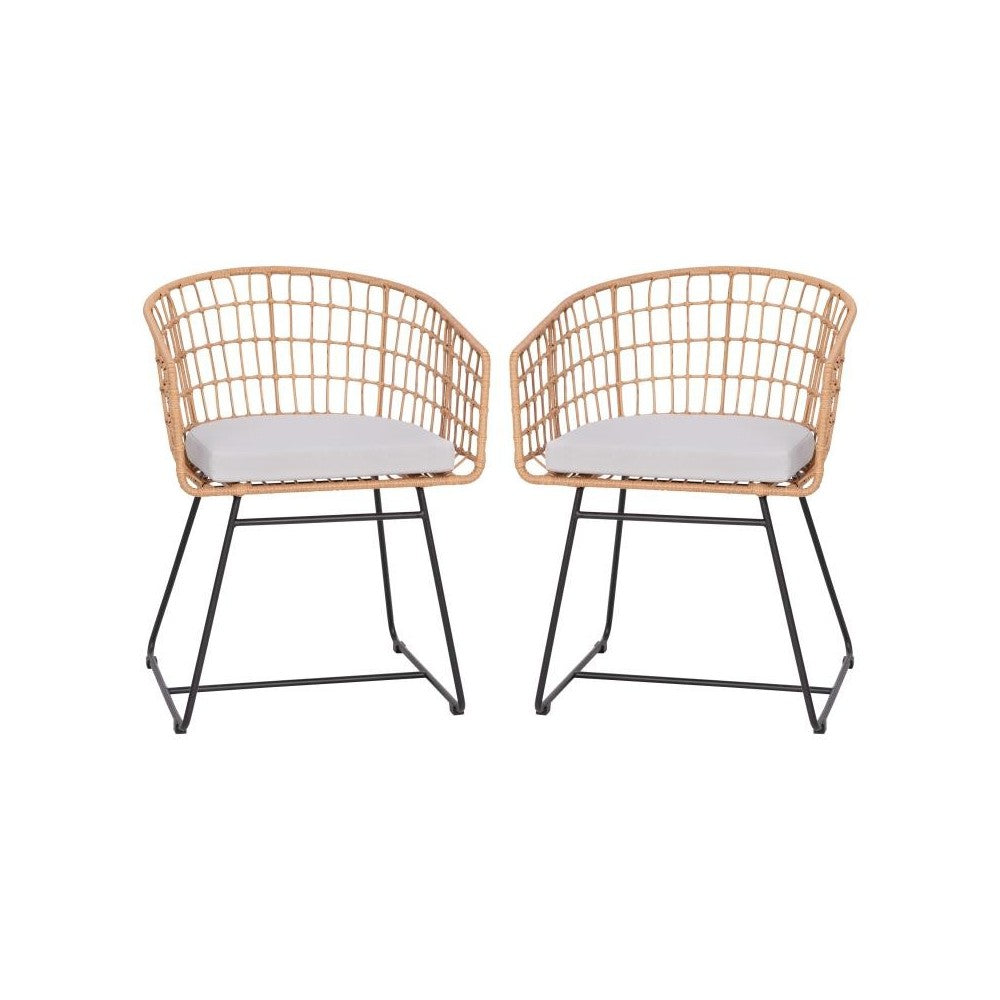 Flash Furniture Devon 2PK Natural Rope Chair-Cushion TW-VN015-15-NAT-LGY-GG