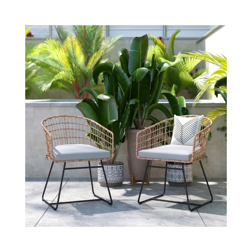 Flash Furniture Devon 2PK Natural Rope Chair-Cushion TW-VN015-15-NAT-LGY-GG