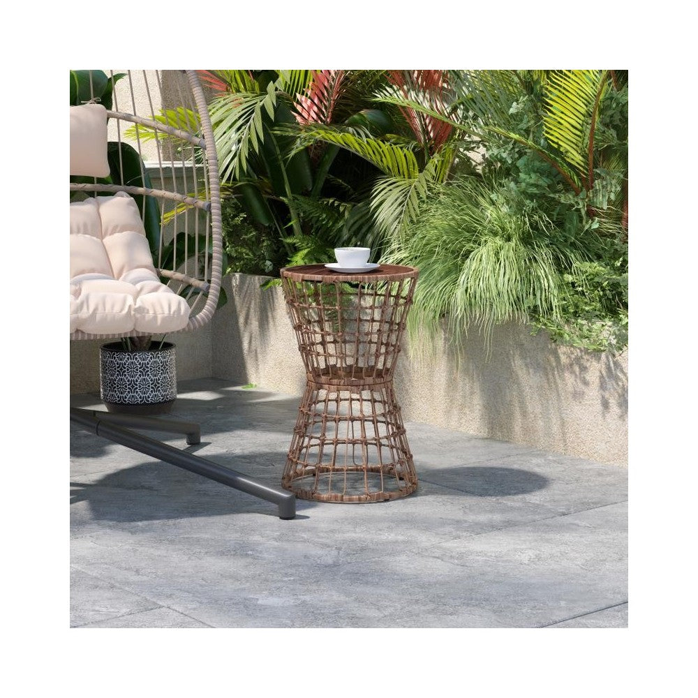 Flash Furniture Devon Natural Rattan Patio Table TW-VN015-16-NAT-GG