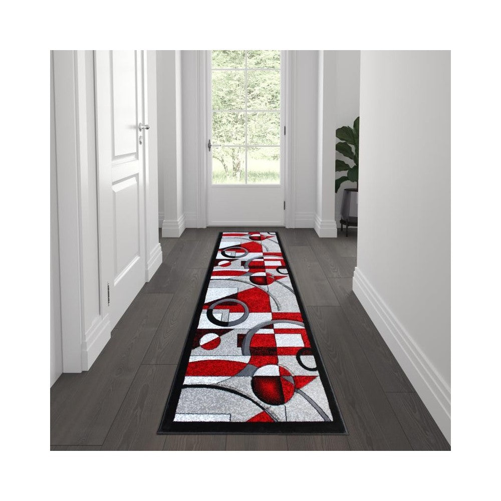 Flash Furniture Elias Collection Red 2x7 Abstract Rug KP-RG950-27-RD-GG