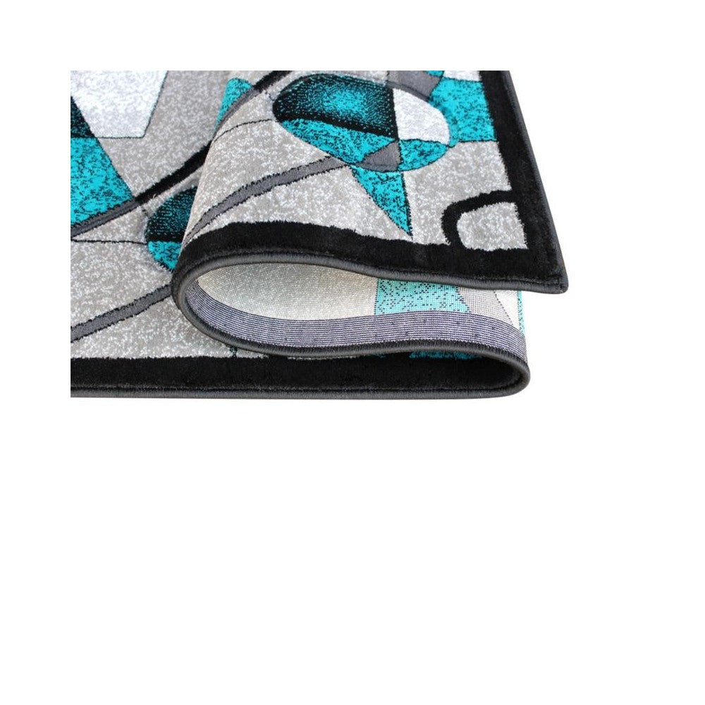 Flash Furniture Elias Collection Turquoise 2x7 Abstract Rug KP-RG950-27-TQ-GG
