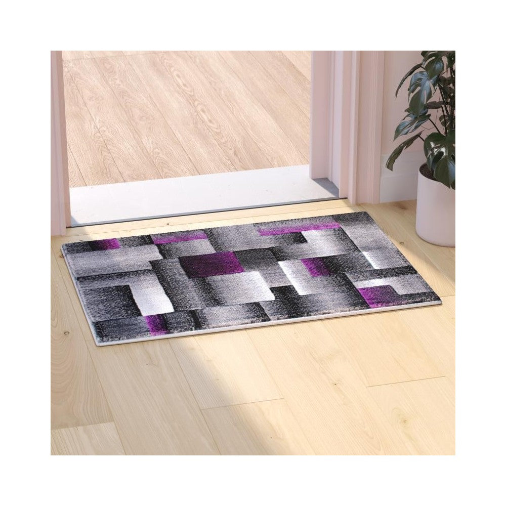 Flash Furniture Elio Collection 2x3 Purple Block Area Rug ACD-RGTRZ861-23-PU-GG