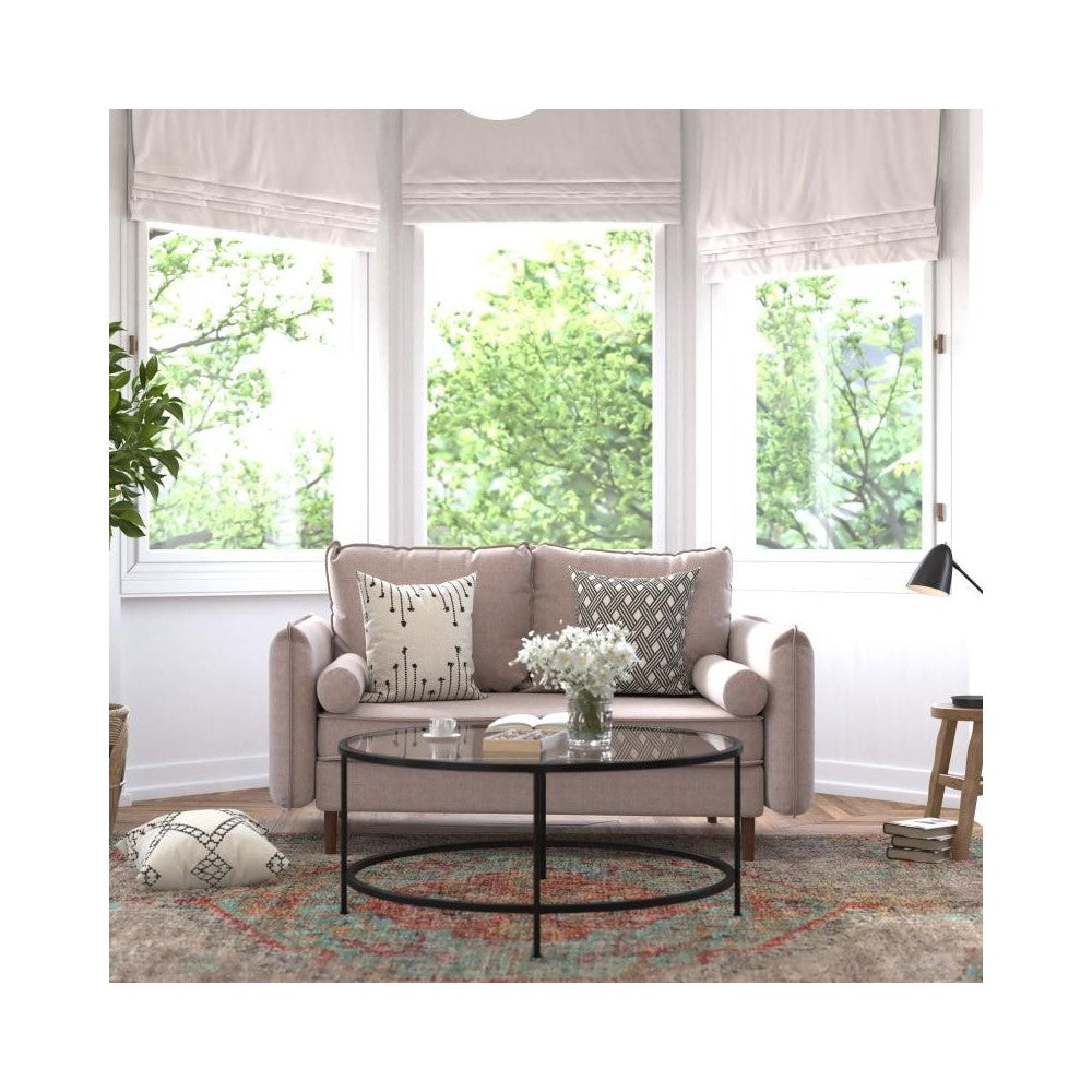 Flash Furniture Evie Taupe Upholstered Loveseat IS-VL100-BR-GG