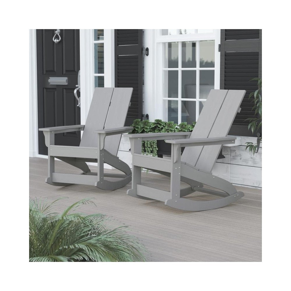 Flash Furniture Finn 2 PK Gray Resin Rocking Chair JJ-C14709-GY-2-GG