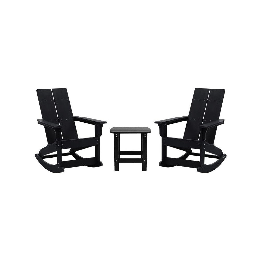 Flash Furniture Finn 2PK Black Rockers & Side Table JJ-C14709-2-T14001-BK-GG