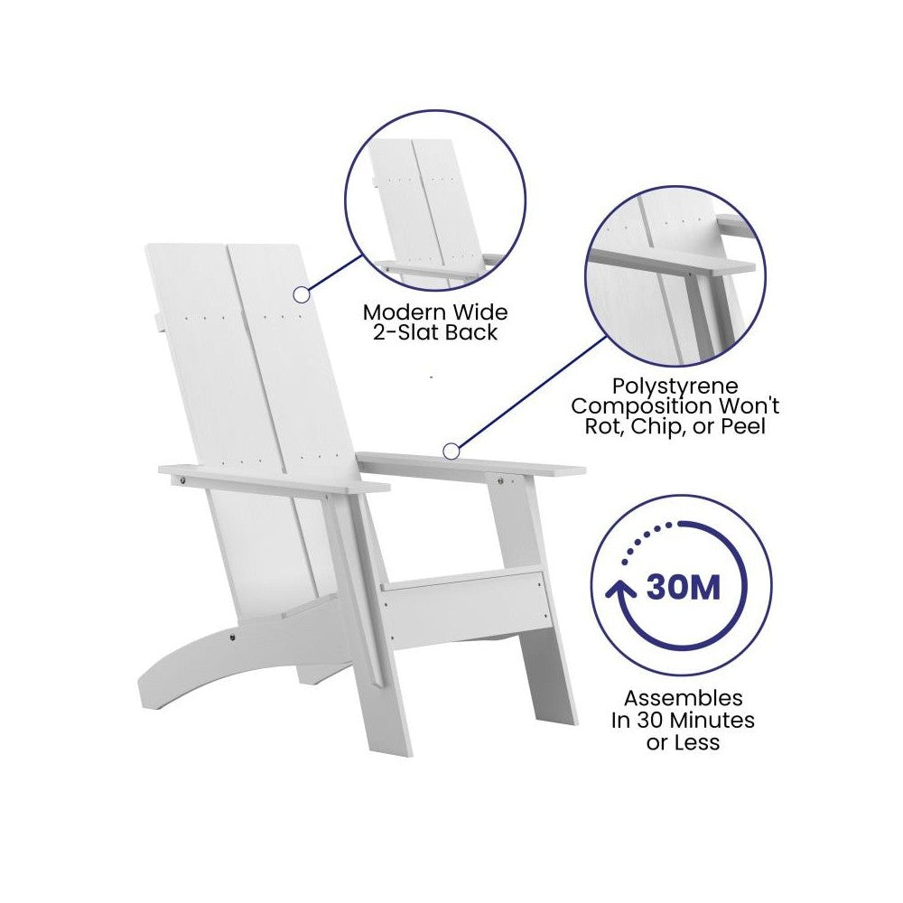 Flash Furniture Finn 2PK White Rockers & Fire Pit JJ-C145092-202-WH-GG