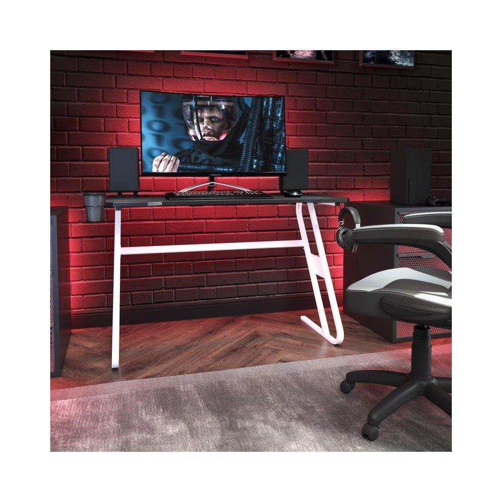Flash Furniture Fisher White Gaming Desk-Cup Holder NAN-RS-G1030-WH-GG
