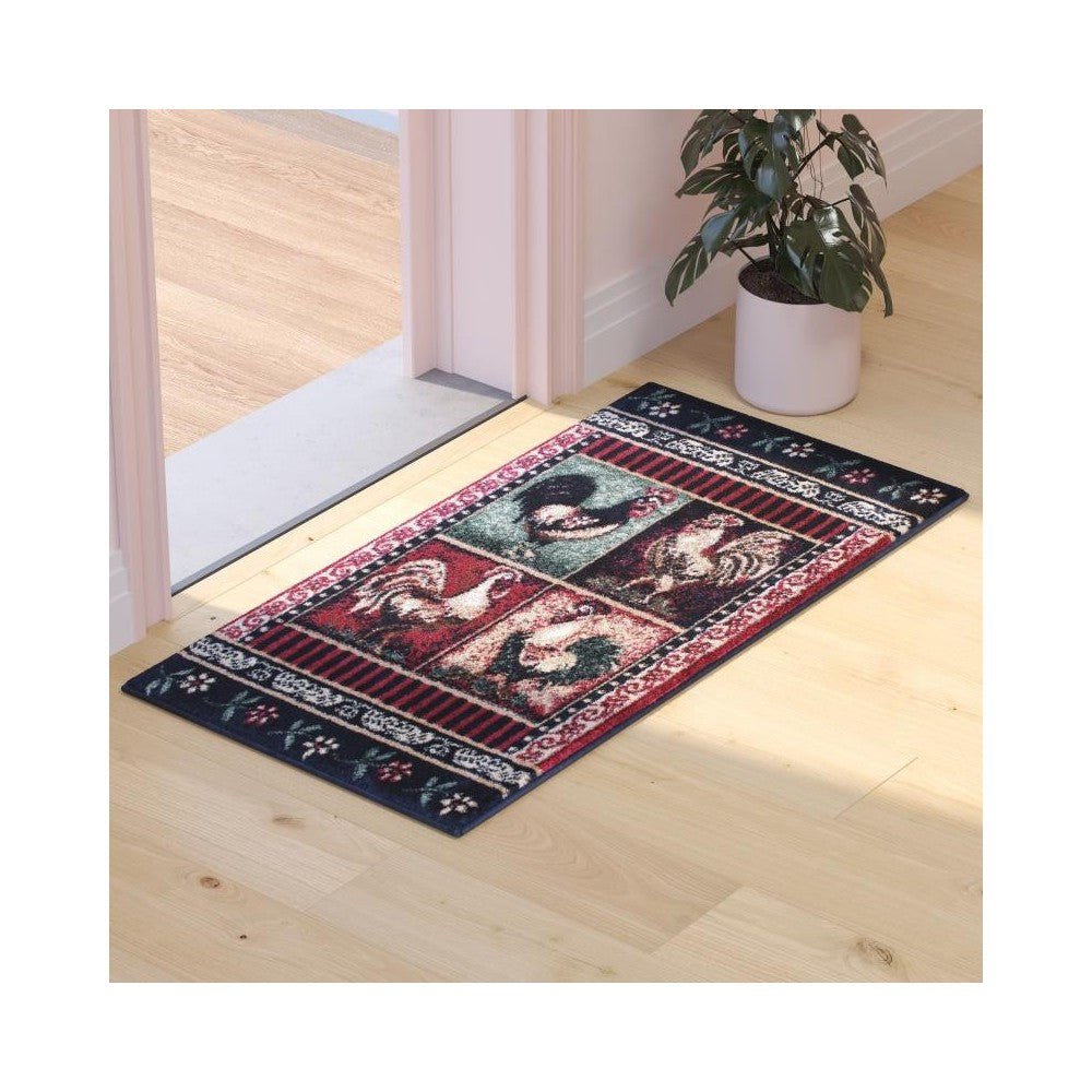 Flash Furniture Gallus Collection Black 2x3 Rooster Area Rug ACD-RG577-23-BK-GG