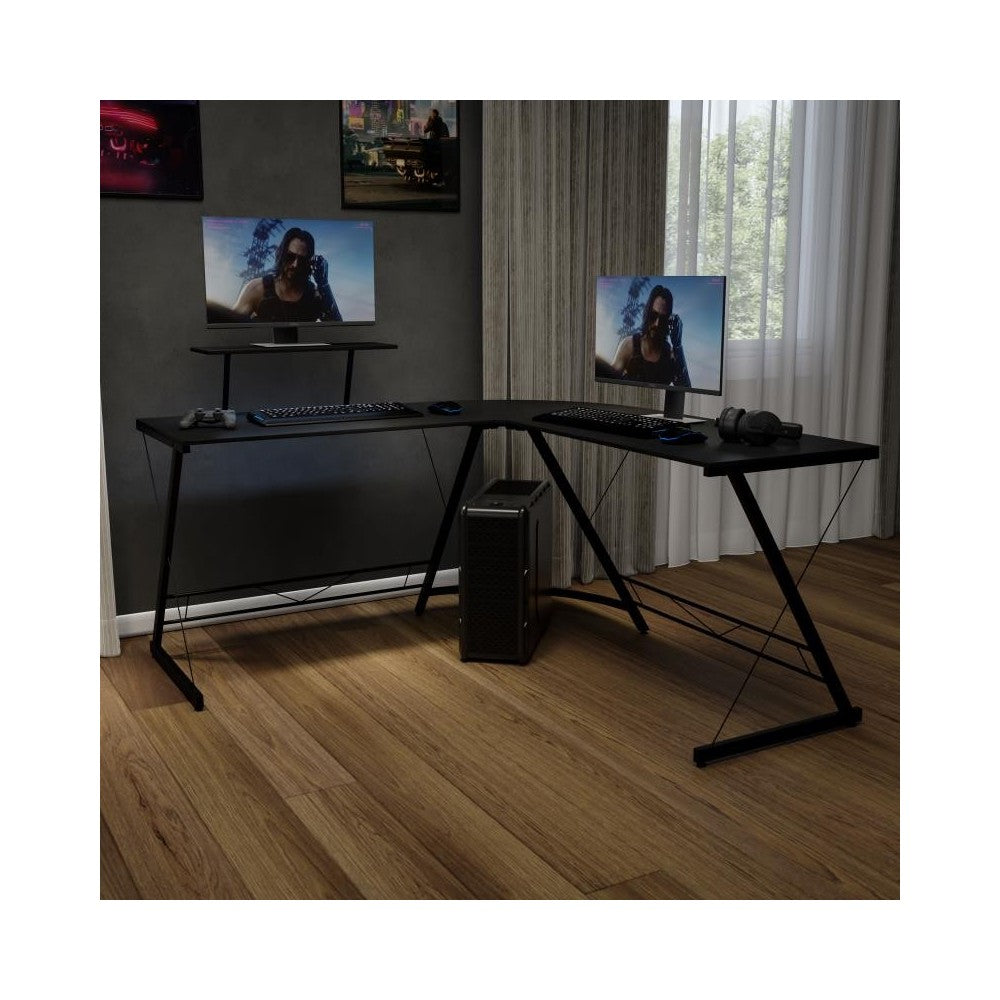 Flash Furniture Ginny L-Shaped Computer Gaming Desk NAN-CD-22181-BK-BK-GG