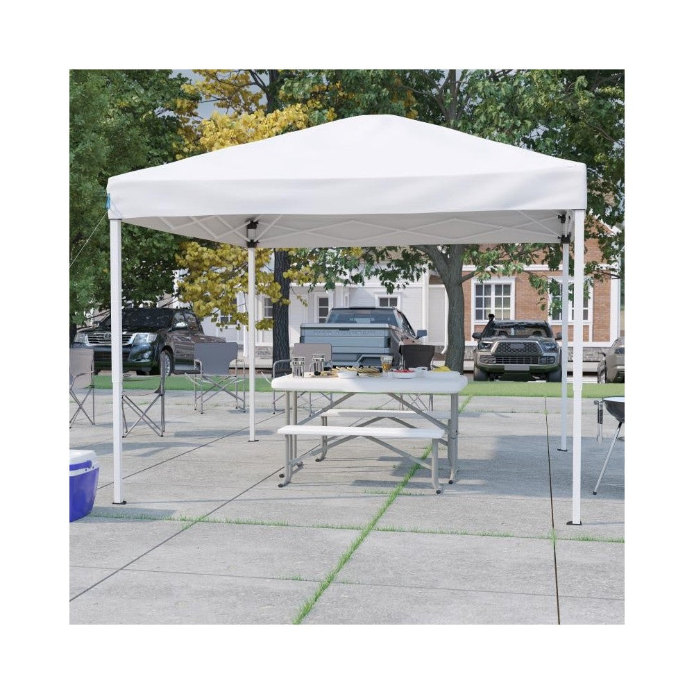 Flash Furniture Harris Canopy Tent & Folding Bench JJ-GZ10103-WH-GG
