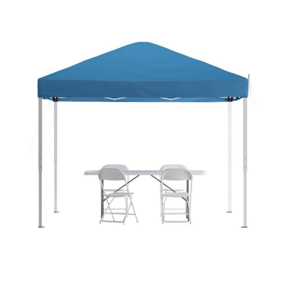 Flash Furniture Harris Canopy Tent,Table & 4 Chair JJ-GZ10183Z-4LEL3-BLWH-GG