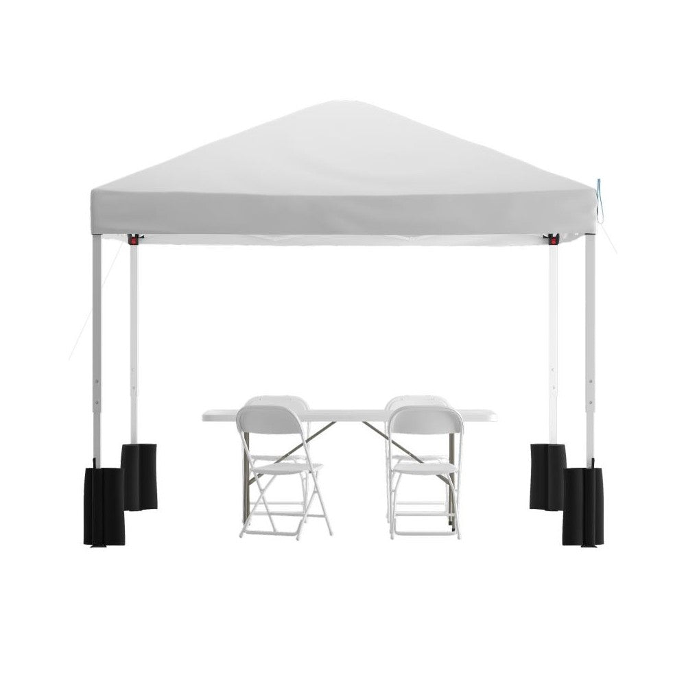 Flash Furniture Harris White Canopy & Folding Table JJ-GZ10PKG183Z-WH-GG